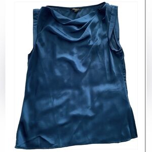 Banana Republic- satin drape sleeveless blouse (M) teal peacock blue green top
